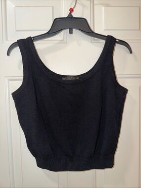 St. John Basics Women's Black Knit Tank Top Shell Vintage Y2K Sz Small